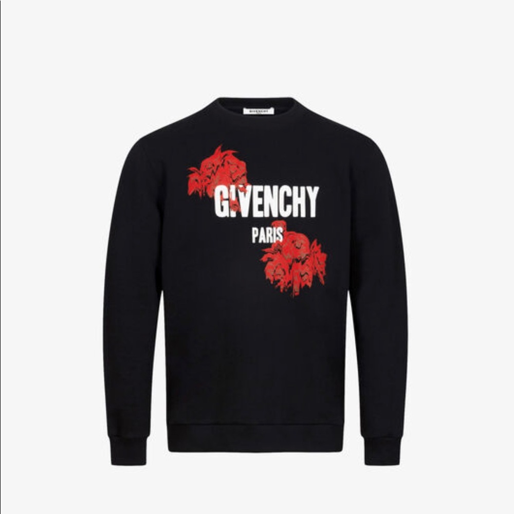 GIVENCHY ROSE PRINT LONG SLEEVE SWEATER